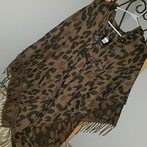 Leopard print poncho
